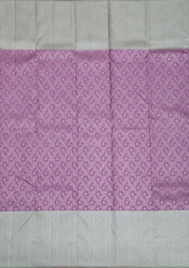 Lavender Silver Zariwork Pure Silk Saree-Koskii
