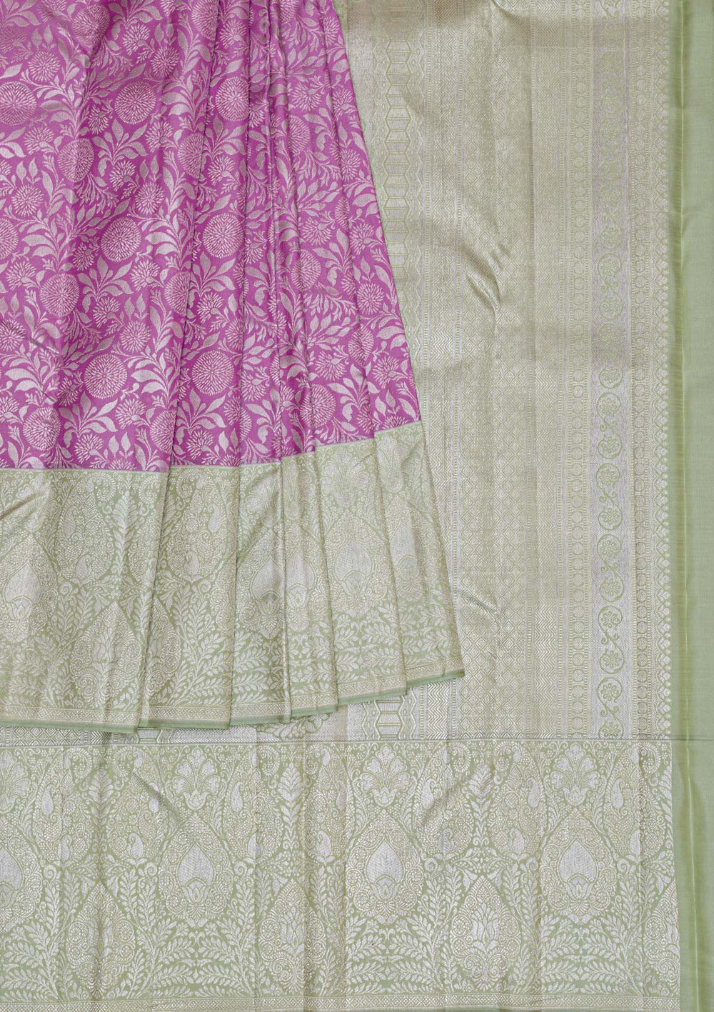 Lavender Silver Zariwork Pure Silk Saree-Koskii