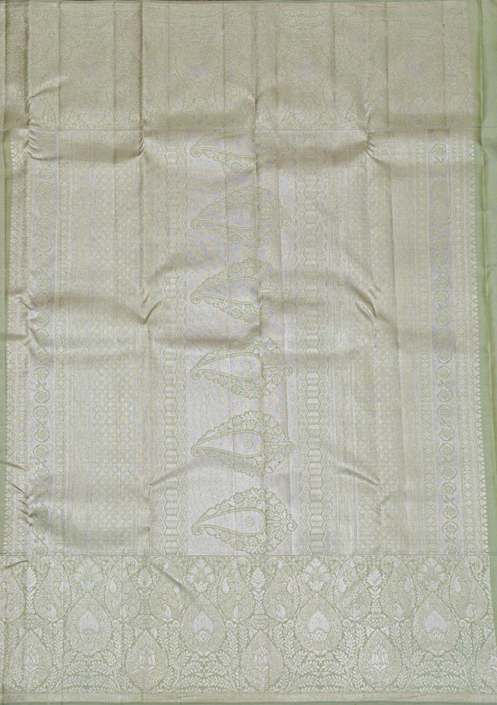 Lavender Silver Zariwork Pure Silk Saree-Koskii