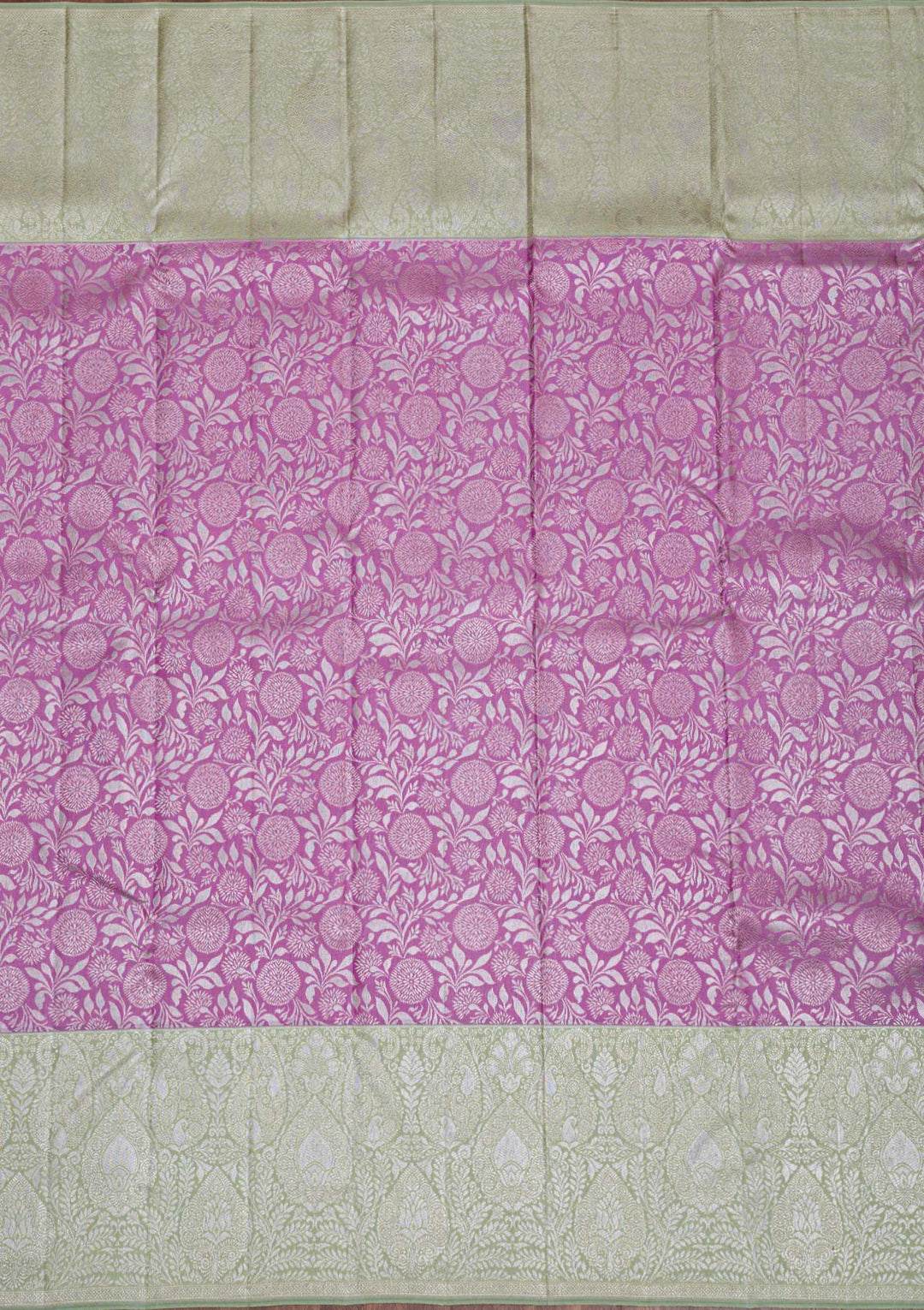 Lavender Silver Zariwork Pure Silk Saree-Koskii