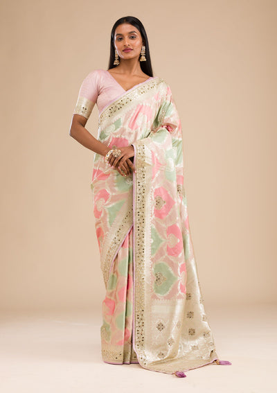 Lavender Stonework Banarasi Silk Saree-Koskii