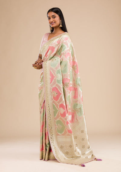 Lavender Stonework Banarasi Silk Saree-Koskii