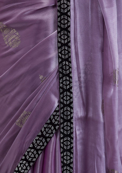 Purple Bandhani Satin Designer Saree-Koskii