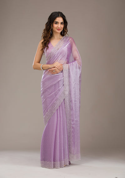 Lavender Stonework Chiffon Saree