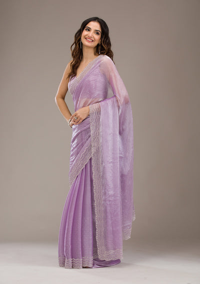 Lavender Stonework Chiffon Saree