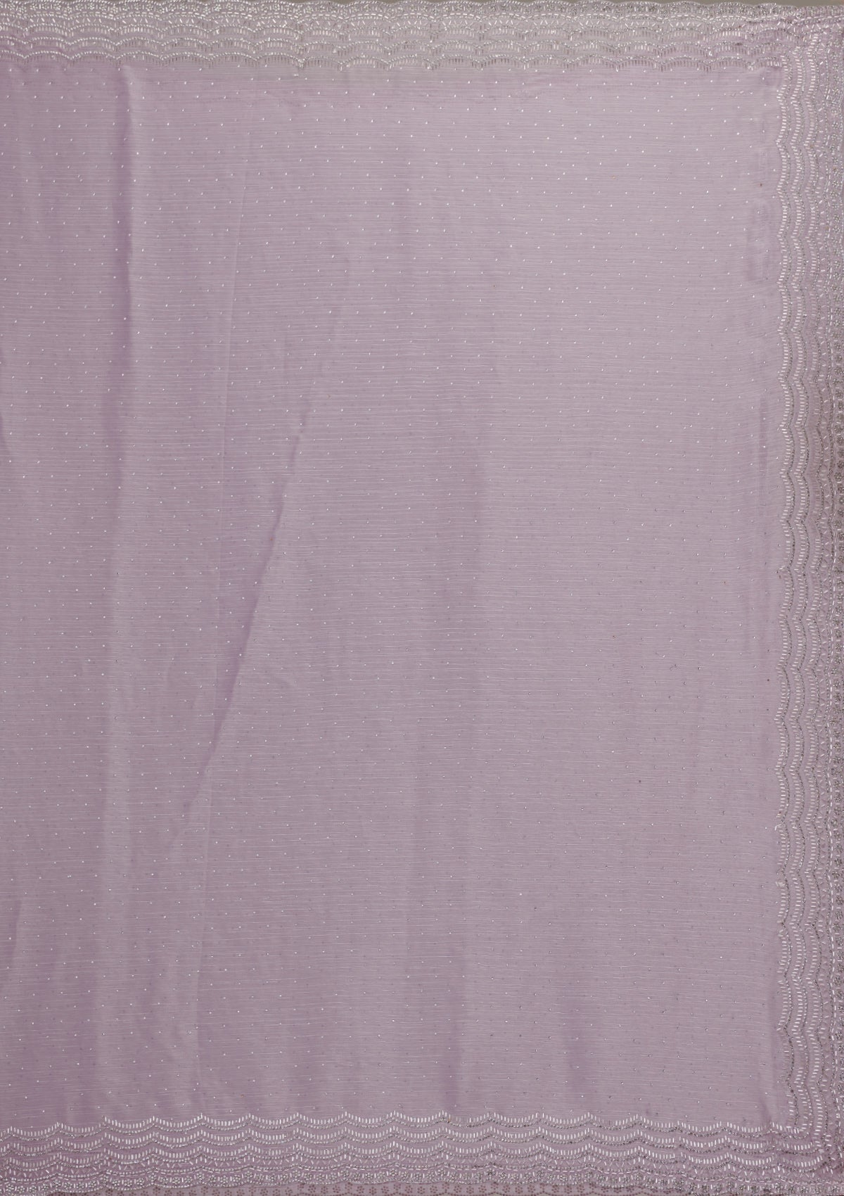 Lavender Stonework Chiffon Saree-Koskii