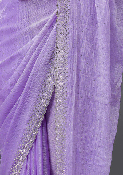 Lavender Stonework Chiffon Saree-Koskii