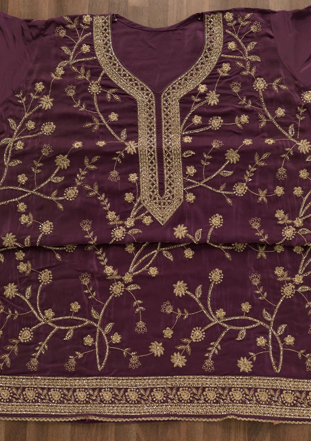 Lavender Stonework Georgette Unstitched Salwar Suit-Koskii