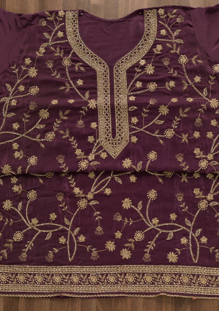 Lavender Stonework Georgette Unstitched Salwar Suit-Koskii