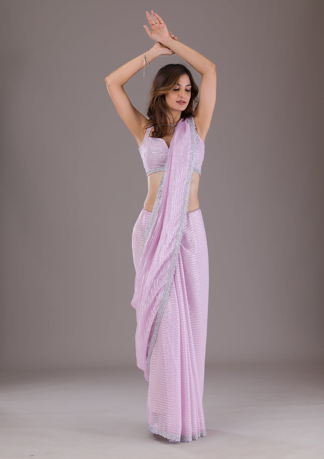 Lavender Stonework Georgette Saree-Koskii