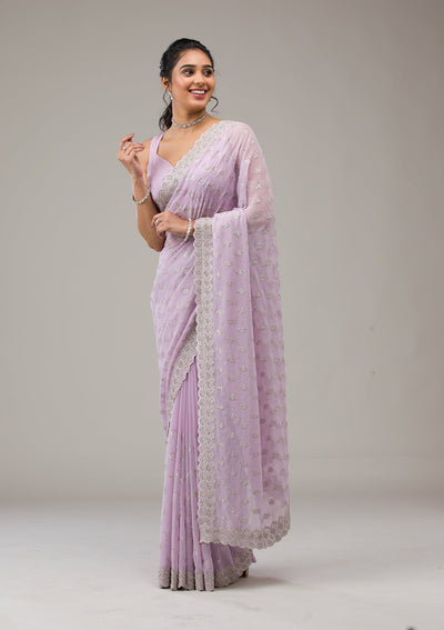 Lavender Stonework Georgette Saree-Koskii