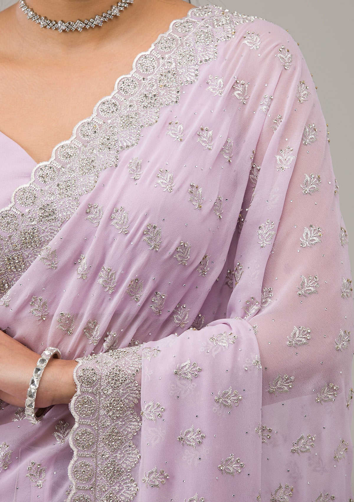 Lavender Stonework Georgette Saree-Koskii