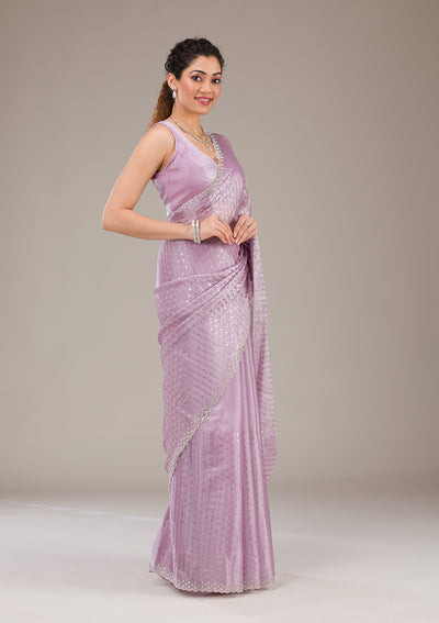 Lavender Stonework Georgette Saree