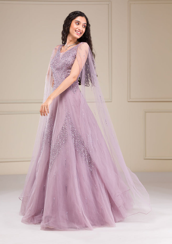 Lavender Stonework Net Gown-Koskii