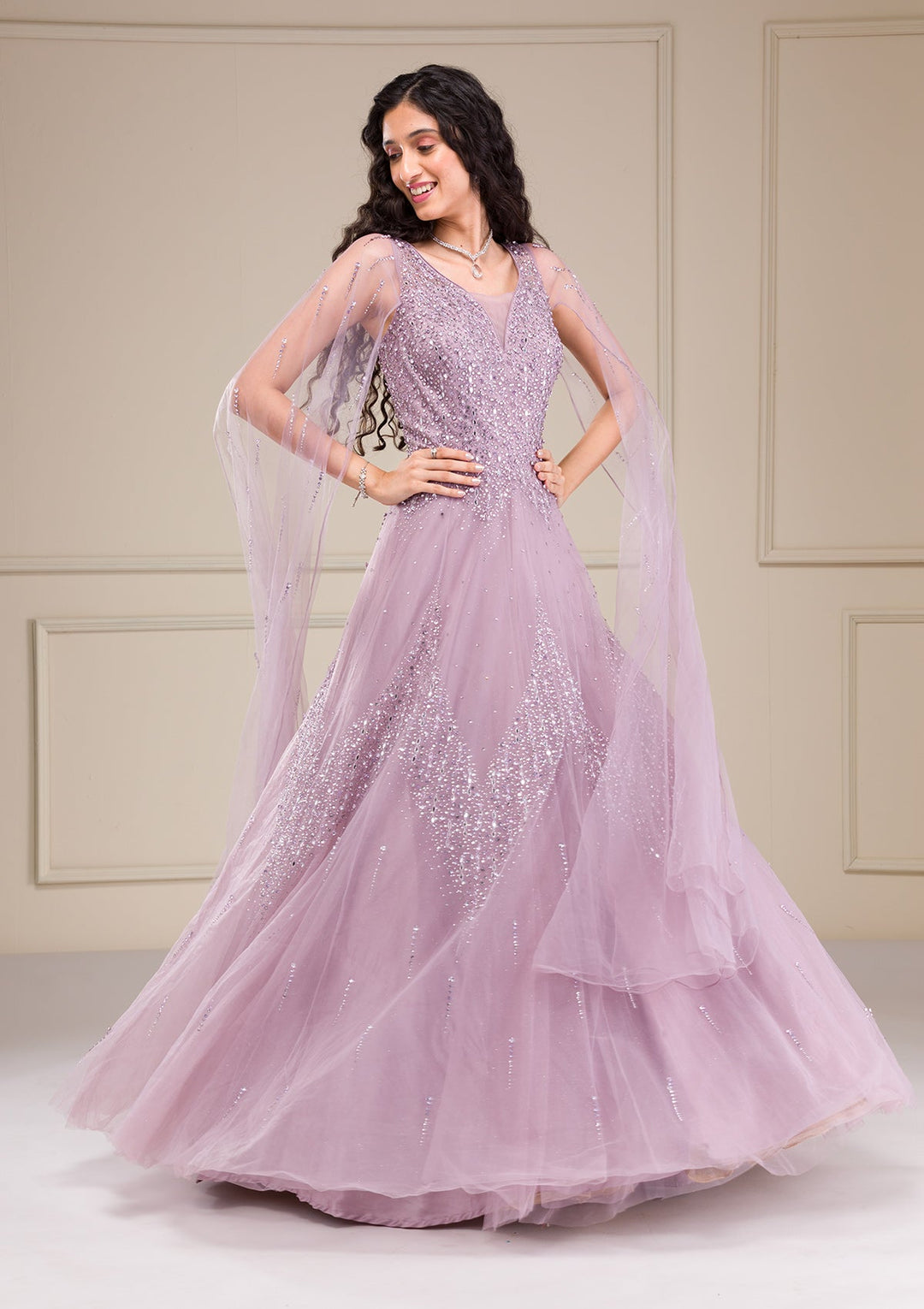 Lavender Stonework Net Gown-Koskii