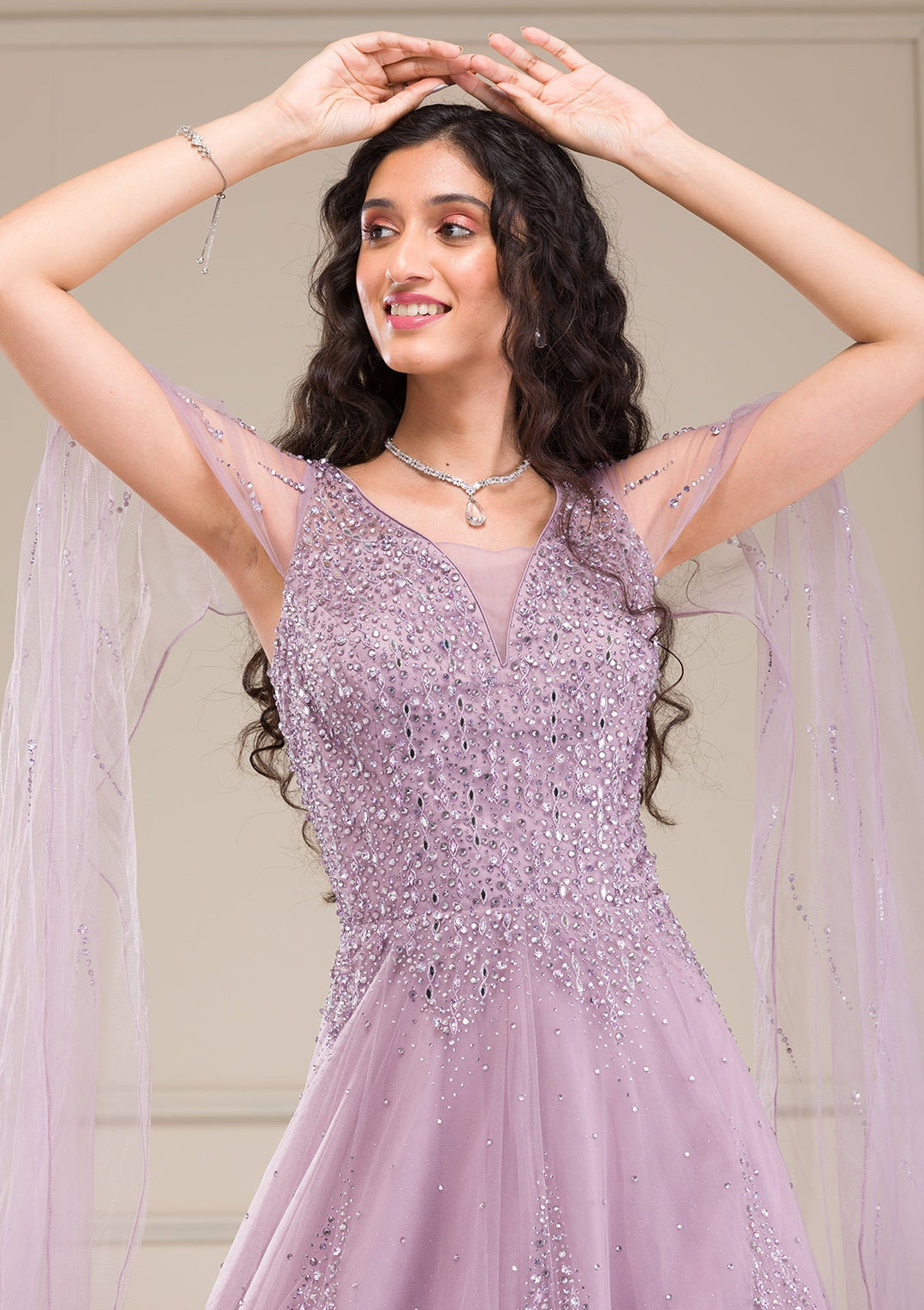Lavender Stonework Net Gown-Koskii