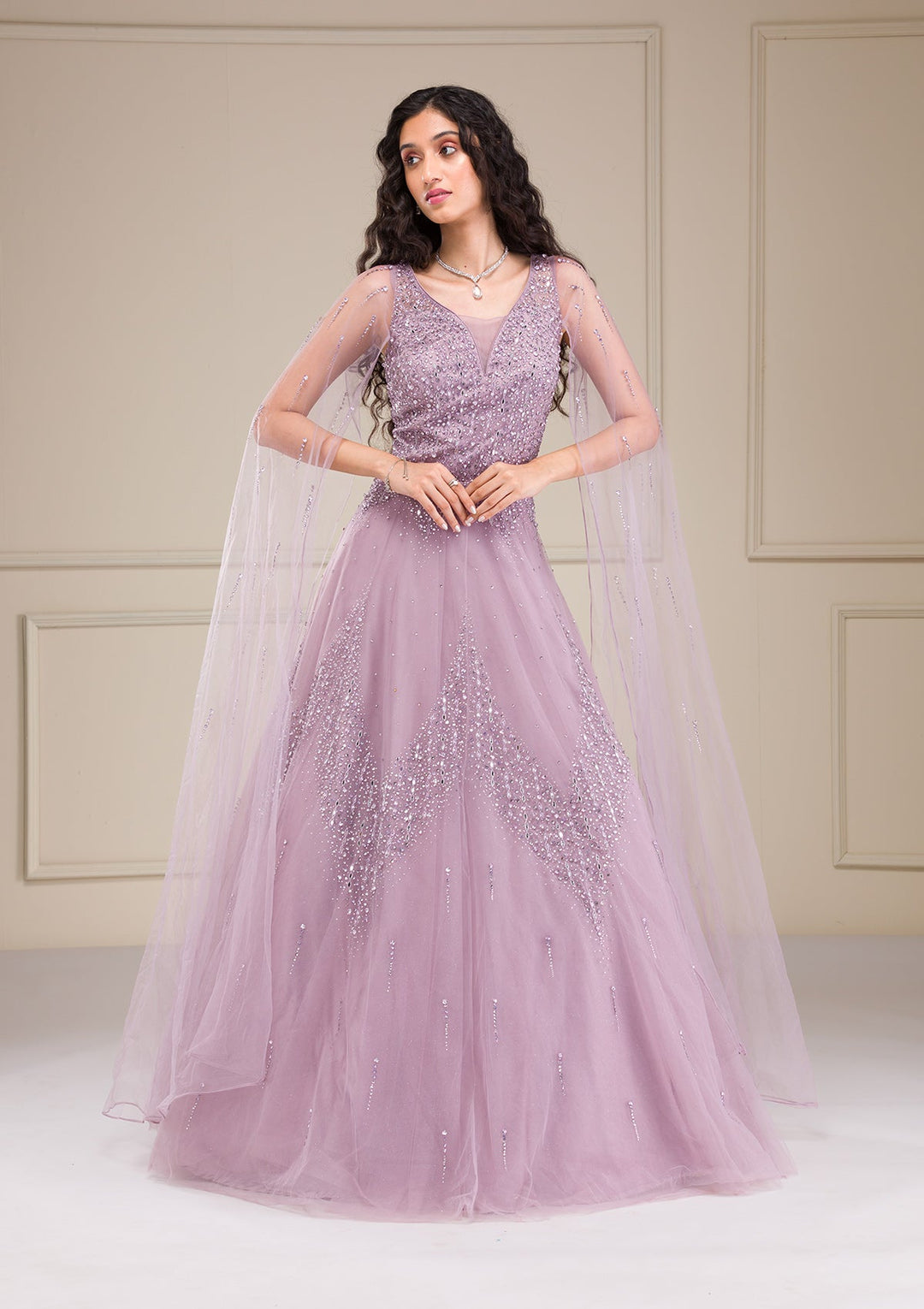 Lavender Stonework Net Gown-Koskii