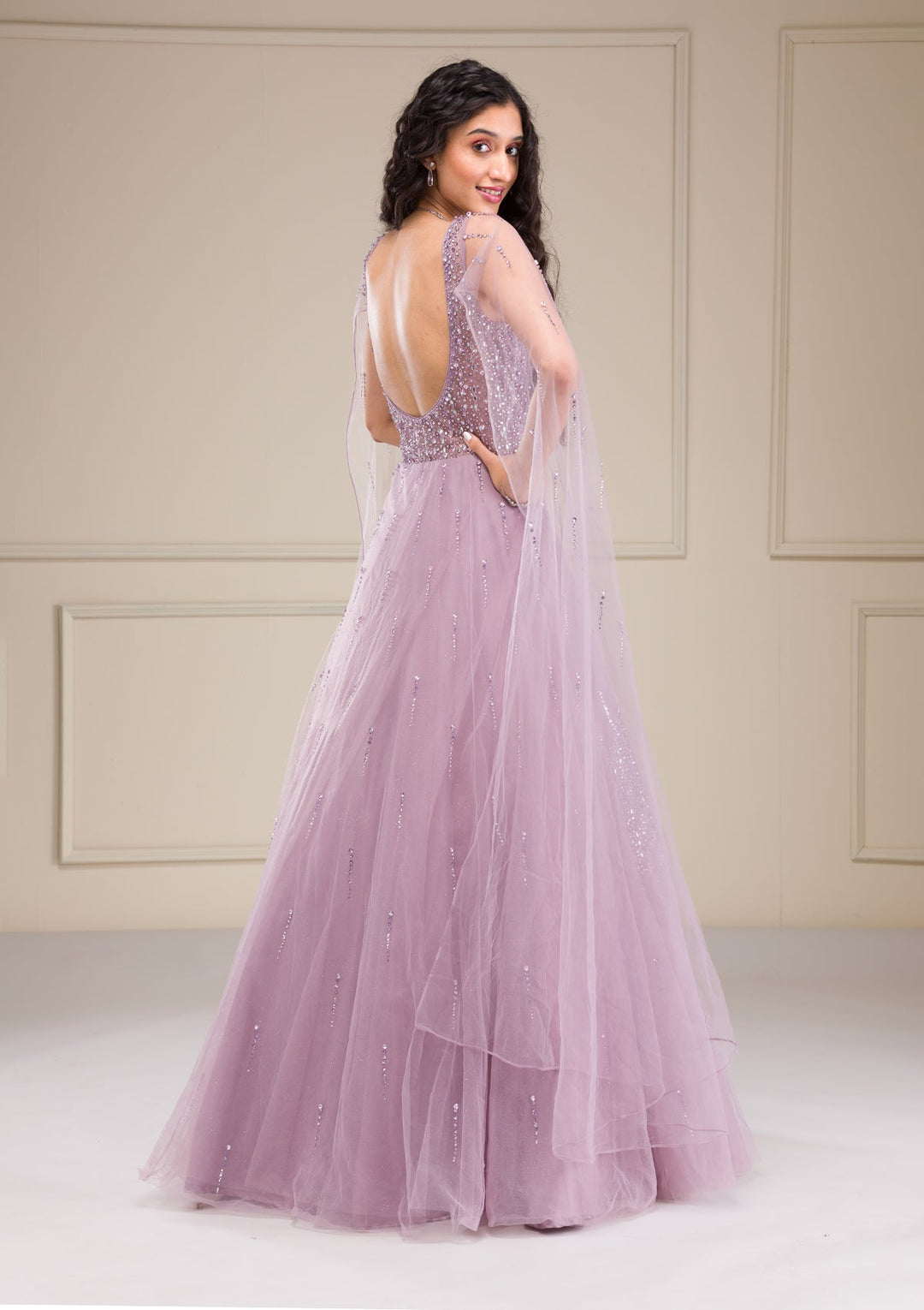 Lavender Stonework Net Gown-Koskii