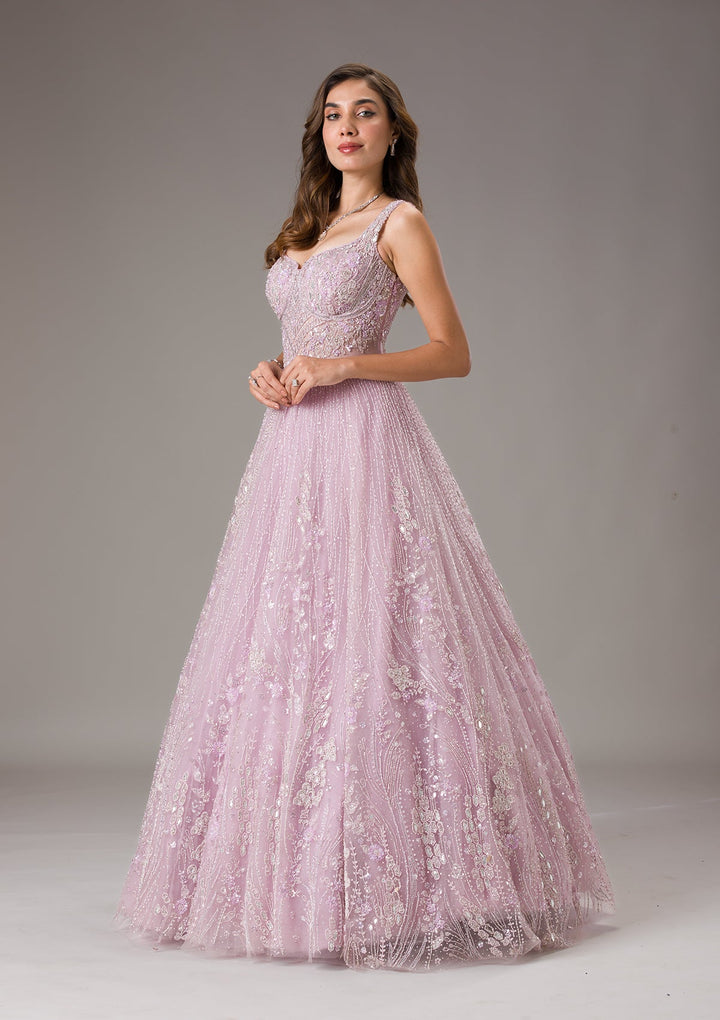 Lavender Stonework Net Gown-Koskii