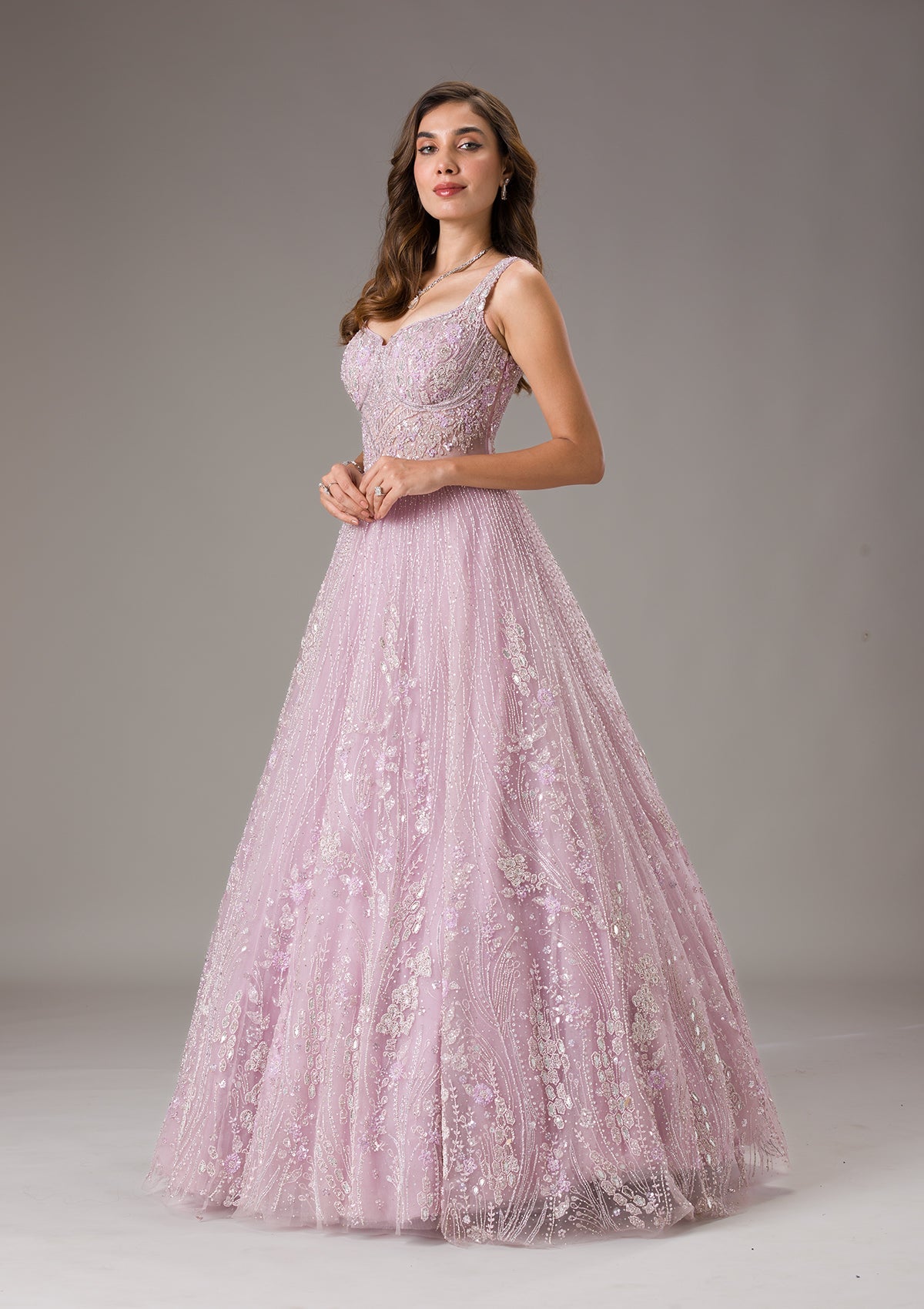 Lavender Stonework Net Gown-Koskii