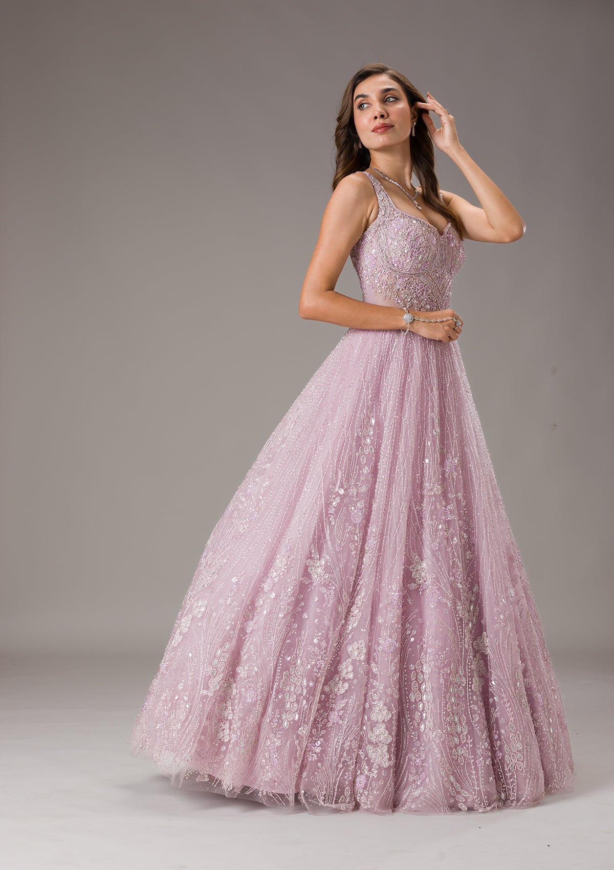 Lavender Stonework Net Gown-Koskii