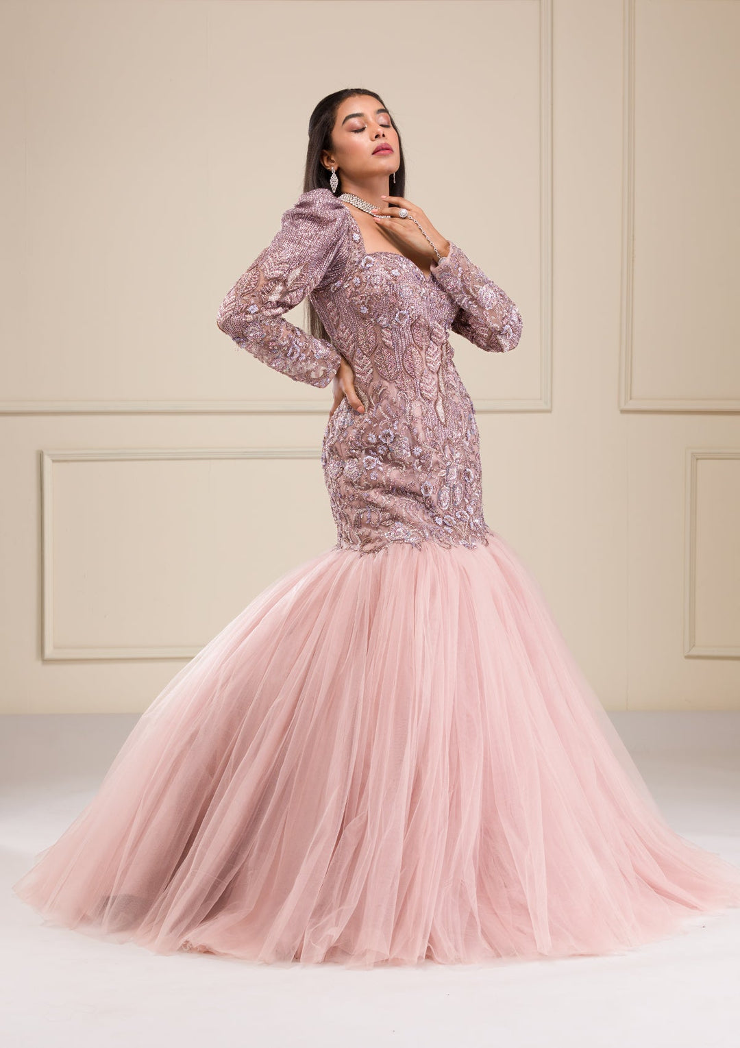 Lavender Stonework Net Gown-Koskii