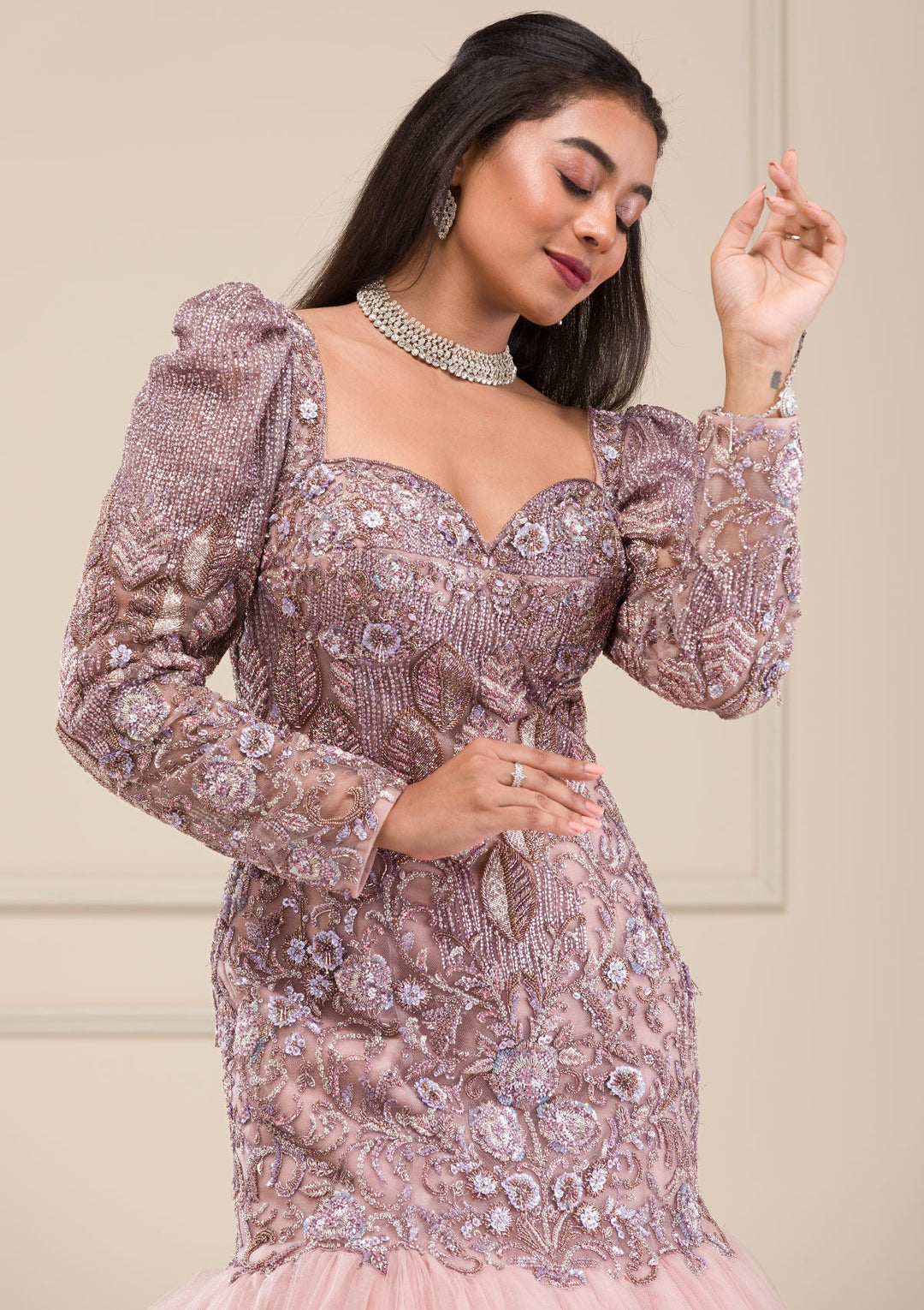 Lavender Stonework Net Gown-Koskii
