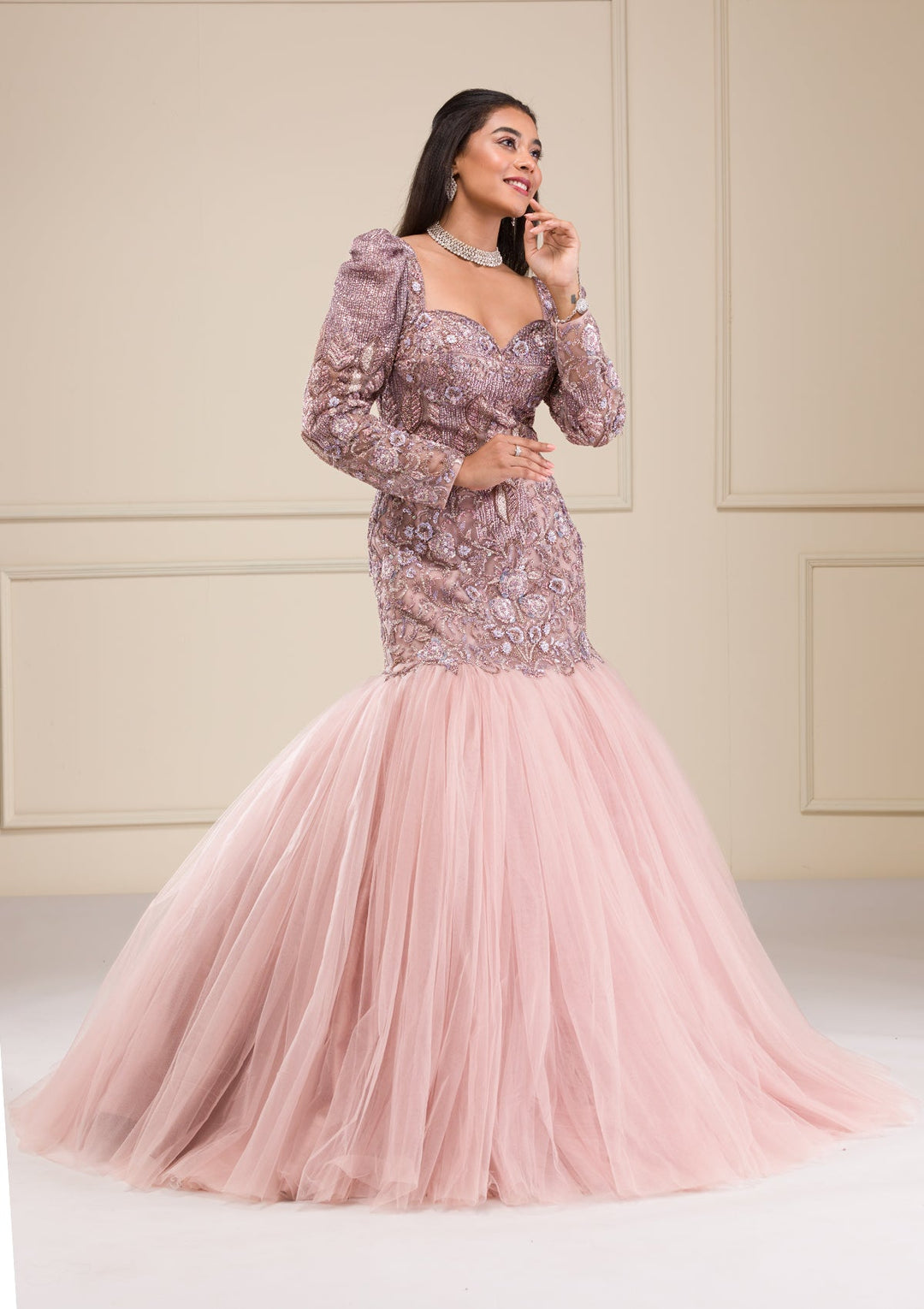 Lavender Stonework Net Gown-Koskii