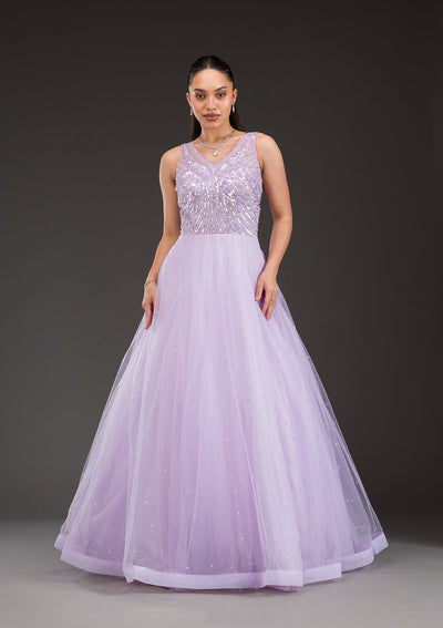 Lavender Stonework Net Gown-Koskii