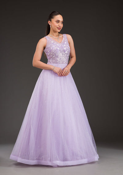 Lavender Stonework Net Gown-Koskii