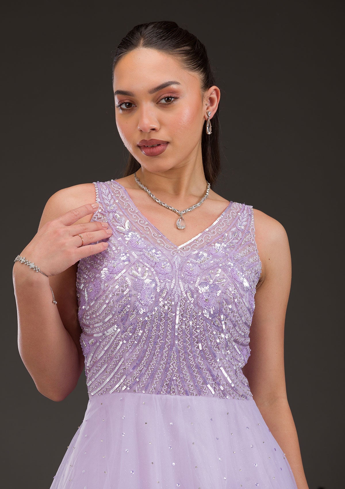 Lavender Stonework Net Gown-Koskii