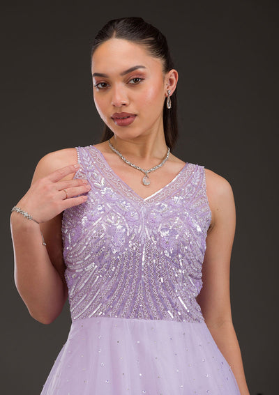 Lavender Stonework Net Gown-Koskii