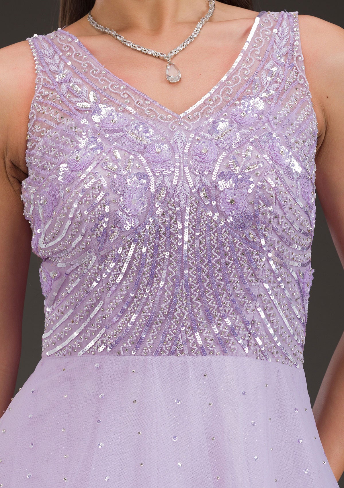 Lavender Stonework Net Gown-Koskii