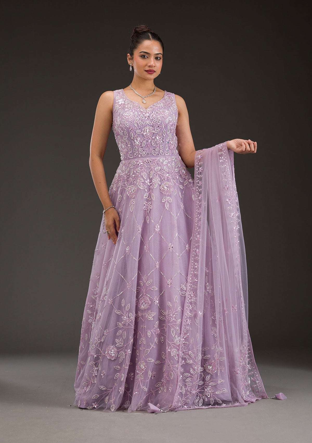 Lavender Stonework Net Gown-Koskii