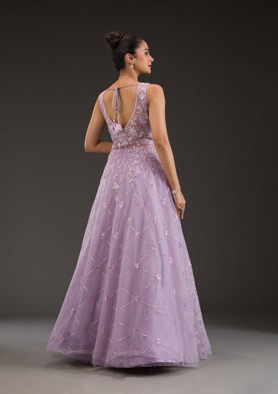 Lavender Stonework Net Gown-Koskii