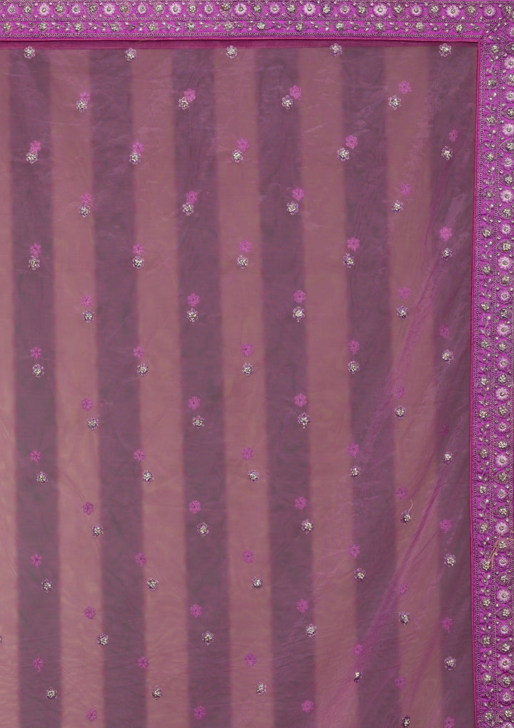 Lavender Stonework Net Readymade Lehenga