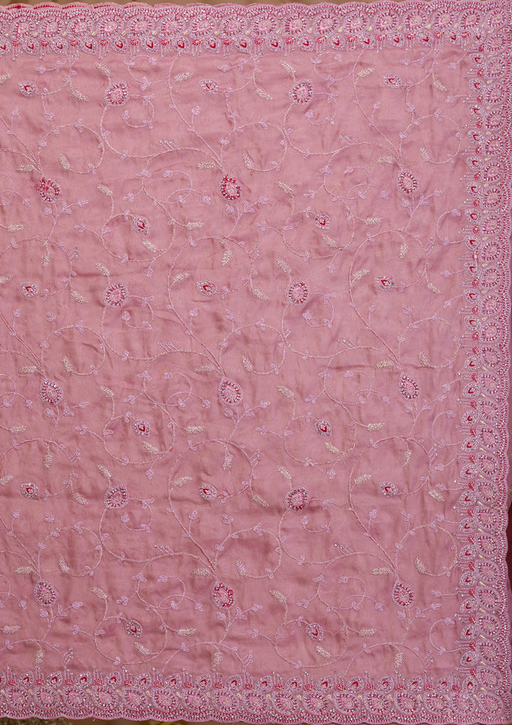 Lavender Stonework Net Saree-Koskii