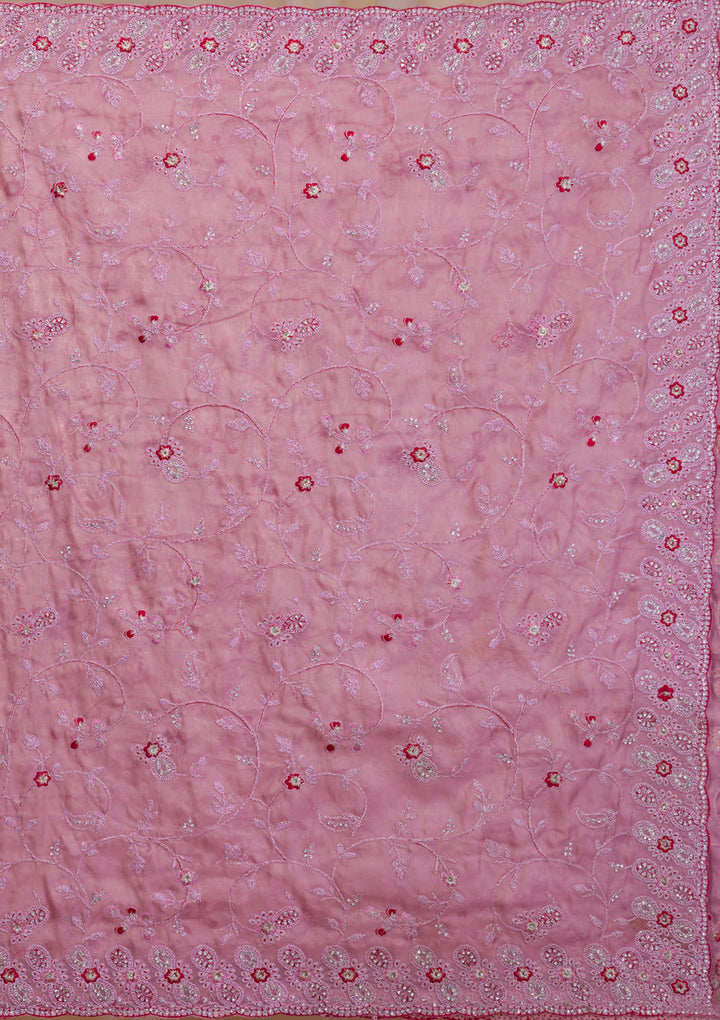 Lavender Stonework Net Saree-Koskii