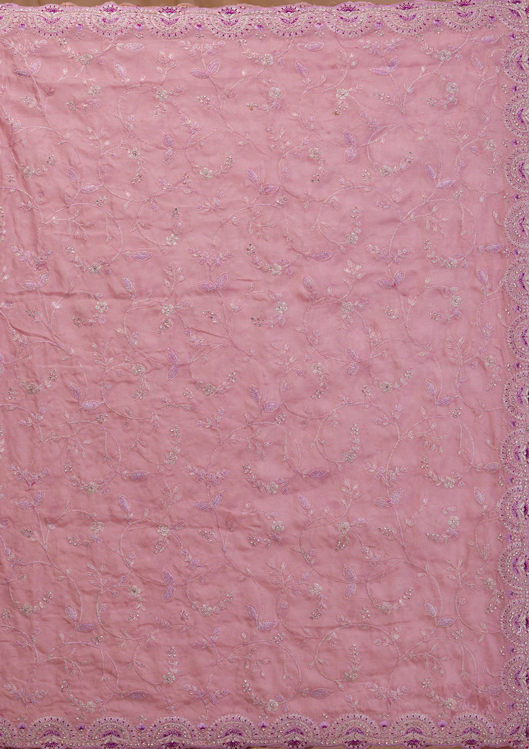Lavender Stonework Net Saree-Koskii
