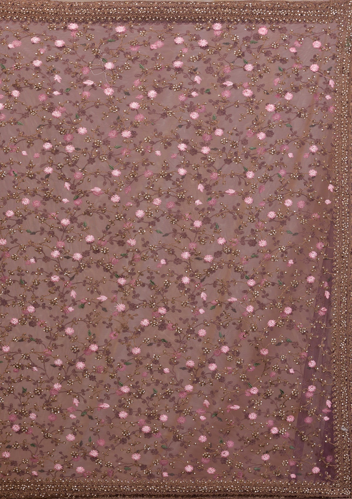 Lavender Stonework Net Saree-Koskii