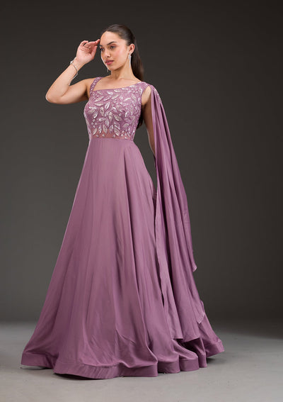 Lavender Stonework Satin Gown-Koskii