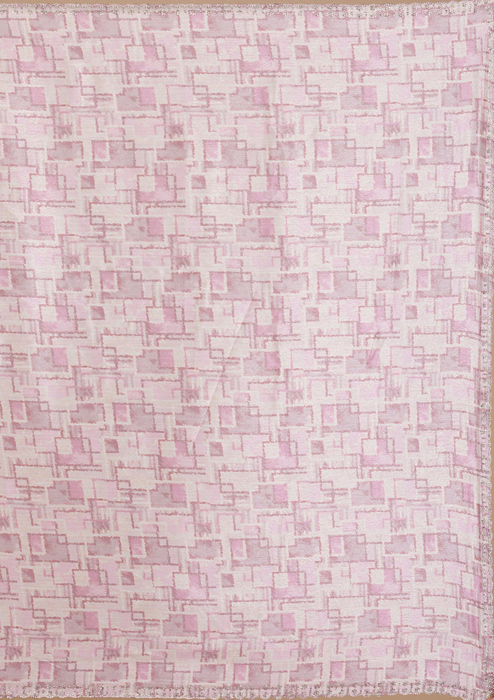 Lavender Stonework Semi Crepe Saree-Koskii