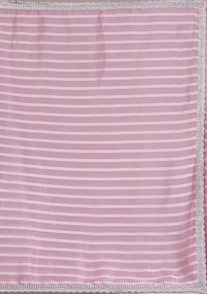 Lavender Stonework Semi Crepe Saree-Koskii