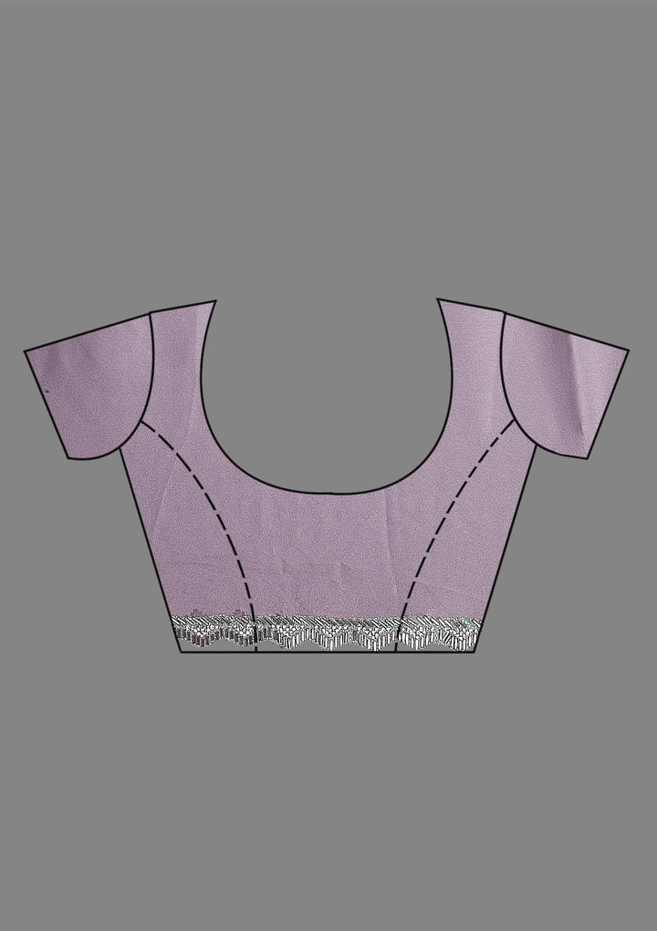 Lavender Stonework Semi Crepe Saree-Koskii