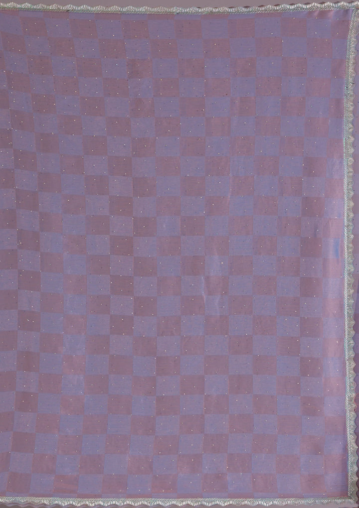 Lavender Stonework Semi Crepe Saree-Koskii