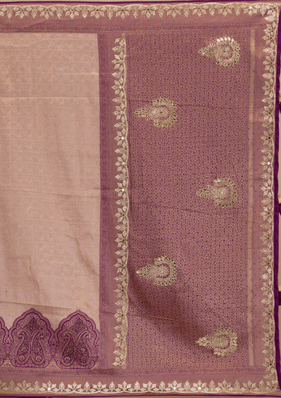 Lavender Stonework Soft Silk Saree-Koskii