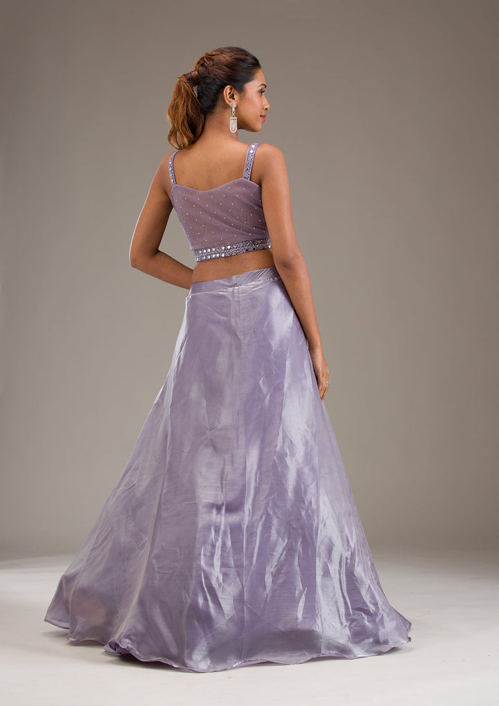 Lavender Stonework Tissue Readymade Lehenga