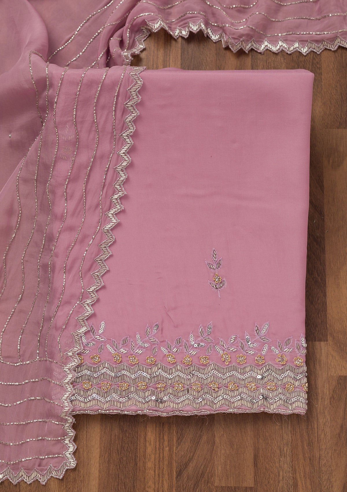 Lavender Stonework Tissue Unstitched Salwar Suit