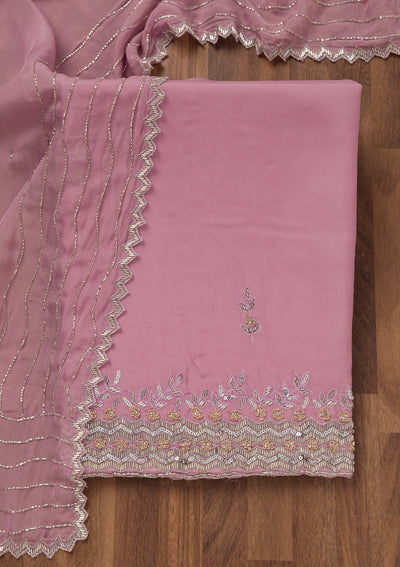 Lavender Stonework Tissue Unstitched Salwar Suit
