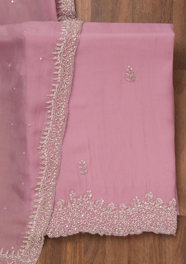 Lavender Stonework Tissue Unstitched Salwar Suit